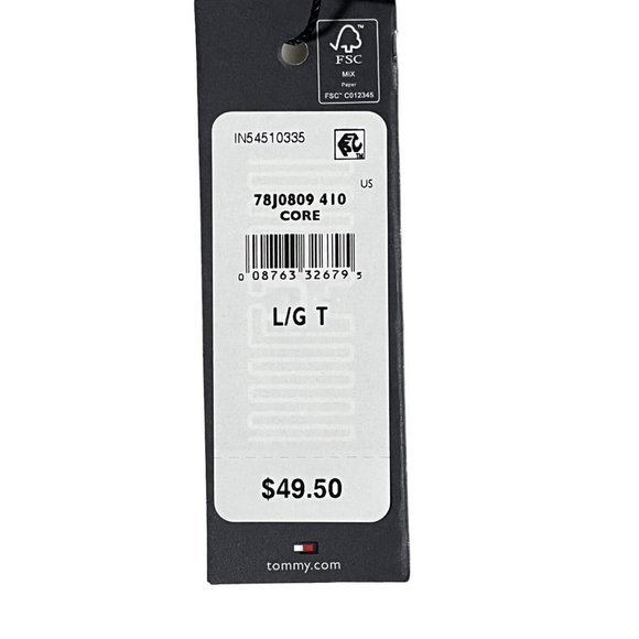 Tommy Hilfiger Mens Cotton T-Shirt Size L Tall Blue Short Sleeve Signatur Stripe - Picture 4 of 7